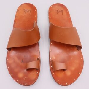 Beek Finch Leather Toe-Ring Leather Flat Sandals Brown Size 11 US Handcrafted